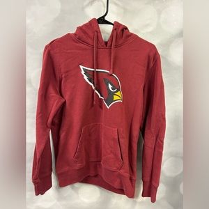 OTS hoodie with cardinal logo on front with marsupial‎ pocket in red. Unisex